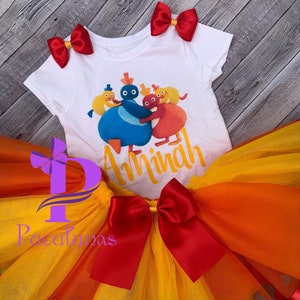 Twirly Woos Red and Orange Girls Tutu Birthday Outfit Set