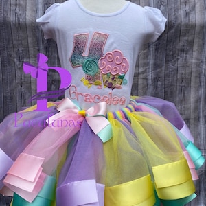 Sweet as Candy Girls Colorful Birthday tutu Outfit Set