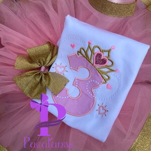 Princess Pink and Gold Girls Birthday Tutu Outfit Set