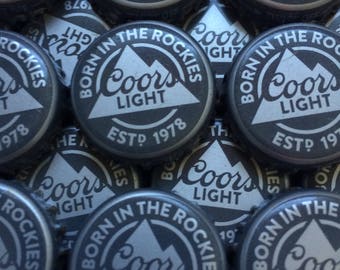 100 Lot COORS LIGHT Beer Bottle Caps Crowns~No Dents! Clean! Born In The Rockies