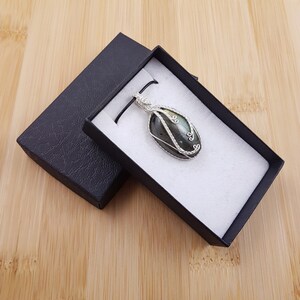 Gold Labradorite Silver Wire Wrapped, Genuine Gemstone, Oval Pendant image 3