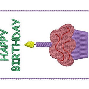 ITH Cupcake Gift Card Holder, Birthday Gift Card Holder, 4 X 4 Hoop, Birthday Machine Embroidery Design, Birthday Embroidery, DIGITAL FILE image 4