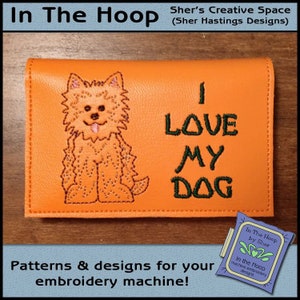 ITH Love My Dog Titular de la tarjeta de crédito, Cartera de perro, Caja de tarjeta de crédito de perro, Bordado de máquina de perro, Diseño de bordado de perro, Aro 5x7, ARCHIVO DIGITAL