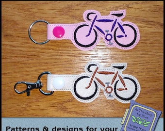 ITH Road Bike Key Fob, Bike Bag Tag, Bike Snap Tab, Bike Embroidery, Bike Machine Embroidery Design, DIGITAL FILE