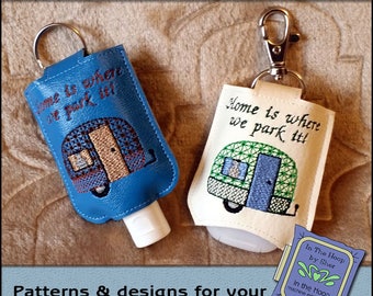 ITH Tiny Camper Hand Sanitizer Holder, Camping Embroidery, Camper Embroidery Camp Embroidery, 5X7 Hoop, Camp Machine Embroidery DIGITAL FILE