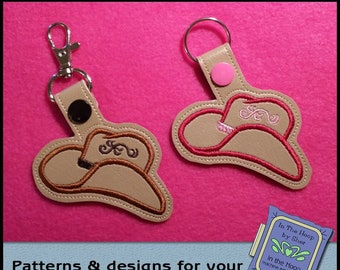 ITH Cowboy Hat Key Fob, Cowboy Hat Bag Tag, Western Bag Tag, Cowboy Machine Embroidery, Cowboy Hat Embroidery, Western Key Fob DIGITAL FILE