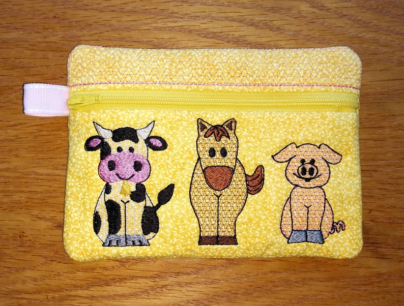 ITH Farm Animals Zipper Bag Fully Lined in the Hoop Zipper Etsy