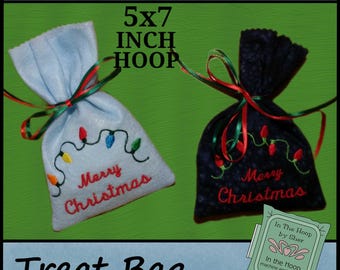 ITH Christmas Lights Treat Bag, Christmas Gift Bag, Christmas Treat Bag, Christmas Embroidery, Christmas Machine Embroidery - DIGITAL FILE