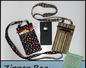 ITH Cellphone Holder Zipper Bag, Phone Case Embroidery, In The Hoop Zipper Bag, Cellphone Embroidery Design - DIGITAL FILE - 6x10 Hoop