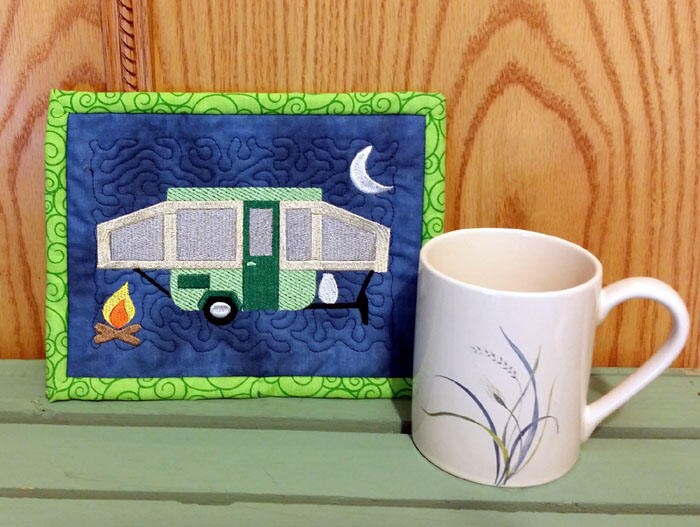 ITH Pop up Camper Mug Rug Pop up Camper Decor in the Hoop Etsy