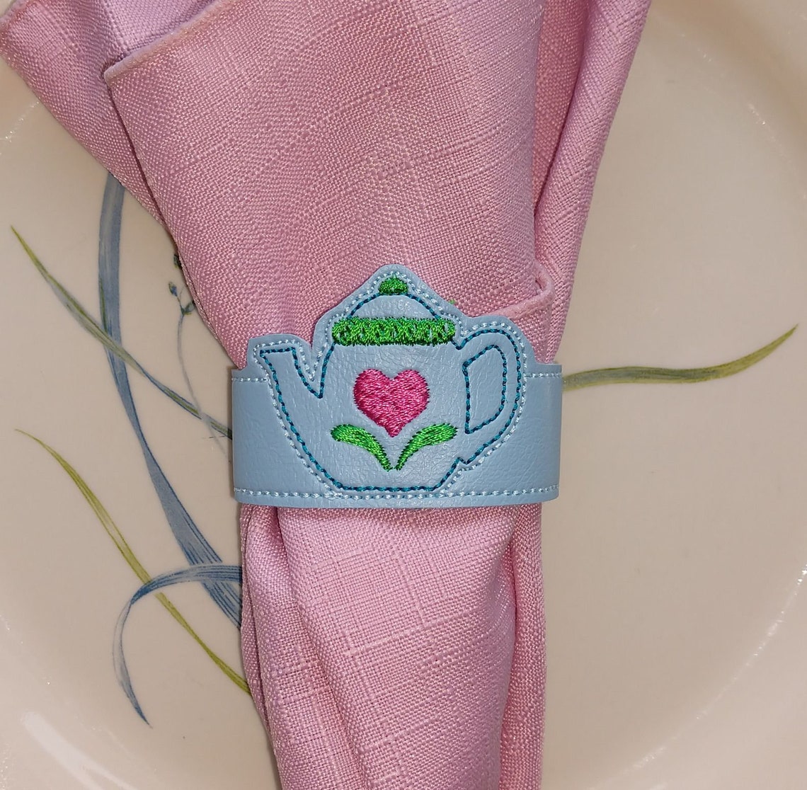 ITH Teapot Napkin Rings Tea Napkin Rings Teapot Embroidery Etsy