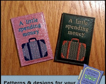 ITH A Little Spending Money Gift Card Holder - Vacation Gift Card Holder - 4x4 Hoop - Travel Machine Embroidery Design - DIGITAL FILE