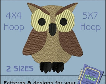 ITH Howard the Owl Design - Owl Embroidery File - Owl Machine Embroidery Design, Owl Embroidery Design, Filled Stitches - DIGITAL FILE