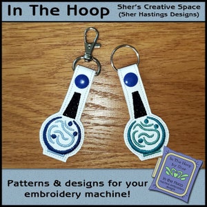 ITH Blue Nail Polish Key Fob - Nail Tech Bag Tag - Vinyl Key Fob with Snap Tab - Machine Embroidery Design - DIGITAL FILE