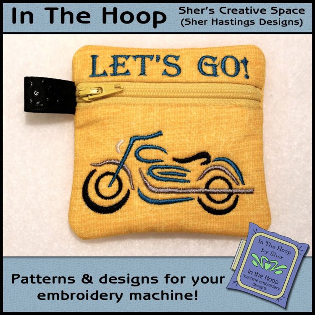 ITH Motorcycle Mini Zipper Bag in the Hoop Zipper Bag Etsy