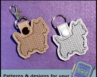 ITH Tiny Dog Key Fob, Dog Bag Tag, Puppy Key Fob, Dog Embroidery, Dog Vinyl Key Fob, Snap Tab, Machine Embroidery Design, DIGITAL FILE