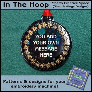 ITH Ornament 4 - Add Your Own Text - Christmas Ornament - Stars Ornament - Machine Embroidery Design - DIGITAL FILE