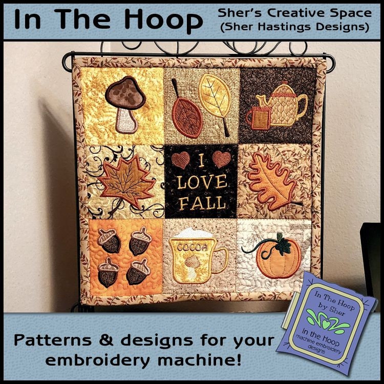 ITH I Love Fall Mini Quilt, Fall Embroidery, Fall Pattern Bundle - 9 Fall Embroidery Patterns, Autumn Embroidery, 4 inch Hoop - DIGITAL FILE