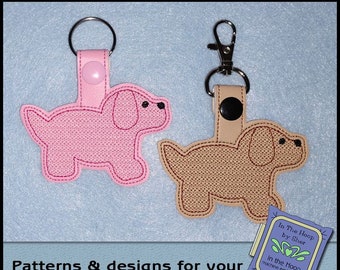 ITH Puppy Key Fob, Dog Key Fob, Dog Bag Tag, Dog Snap Tab, Dog Machine Embroidery, Dog Embroidery, Puppy Embroidery - DIGITAL FILE