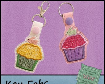 ITH Bunny Cupcake Key Fob, Easter Bunny Key Fob, Cupcake Embroidery, Easter Embroidery, Teapot Embroidery, Easter Keychain DIGITAL FILE