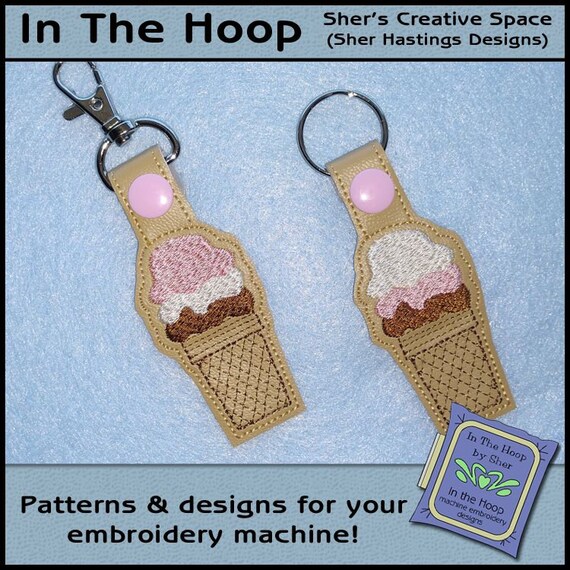 ITH Ice Cream Cone Key Fob Vinyl Key Fob Ice Cream Bag Tag Etsy