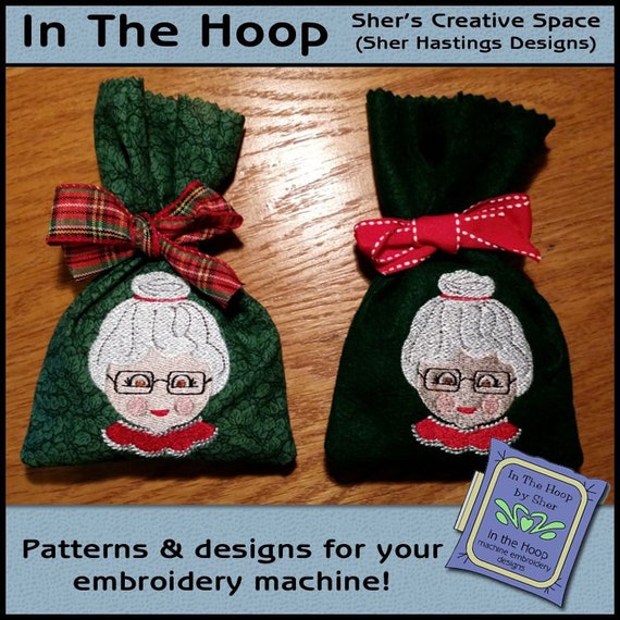 Christmas Embroidery Ideas In The Hoop - Santa Gift Bag