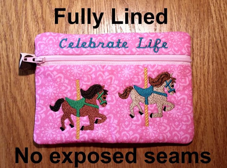 ITH Carousel Horse Zipper Bag Fully Lined in the Hoop Etsy