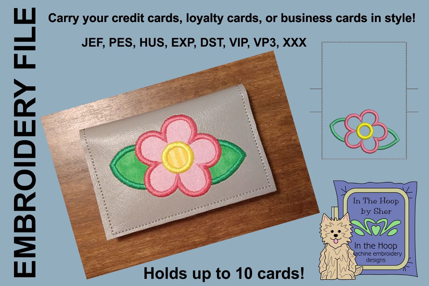 Ith simple flower credit card holder flower wallet flower  etsy