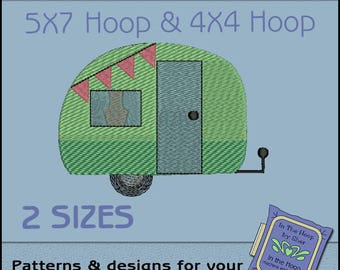 ITH Tiny Camper Machine Embroidery Design - Camping Embroidery File - Filled Stitches - DIGITAL FILE