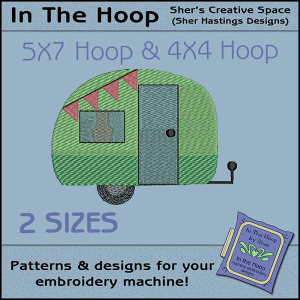 ITH Tiny Camper Machine Embroidery Design - Camping Embroidery File - Filled Stitches - DIGITAL FILE