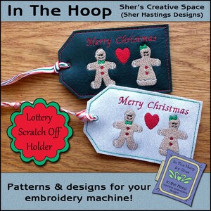 ITH Gingerbread Friends Lottery Scratch Off Holder - Christmas Scratch Off Holder - 5 X 7 Hoop, Christmas Embroidery Design - DIGITAL FILE