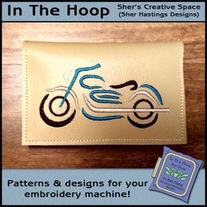 Portatarjetas de crédito para motocicleta ITH, billetera para motocicleta, estuche para tarjeta de crédito para motocicleta, bordado para motocicleta - aro 5 x 7 - ARCHIVO DIGITAL