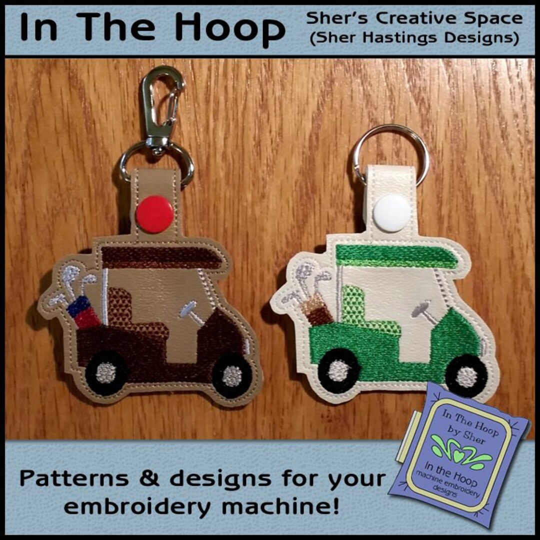 ITH Golf Cart With Clubs Key Fob Vinyl Key Fob Golf Cart Etsy