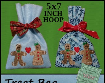 ITH sac de friandises en pain d'épice, sac cadeau de Noël, sac de friandises de Noël, broderie Machine en pain d'épice, fichier numérique de broderie pain d'épice