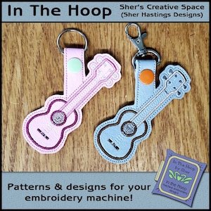 ITH Ukulele Key Fob - Ukulele Bag Tag - Music Key Fob - Vinyl Key Fob - Snap Tab - Machine Embroidery Design - DIGITAL FILE