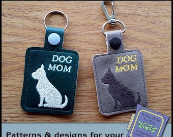 ITH Dog Mom Key Fob - Dog Bag Tag - Dog Snap Tab - Dog Key Fob - Dog Embroidery, Dog Machine Embroidery Design - DIGITAL FILE