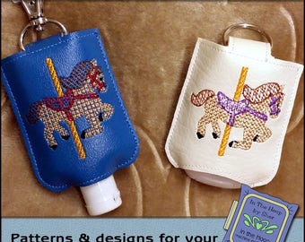 ITH Carousel Horse Hand Sanitizer Holder, Hand Sanitizer Embroidery, 5 X 7 Hoop, Carousel Embroidery, Horse Embroidery- DIGITAL FILE