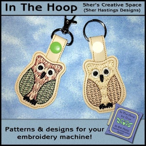 ITH Eule Schlüsselanhänger, Weihnachten Bag Tag, Eule Bag Tag, Weihnachten Schlüsselanhänger - Weihnachten Maschinenstickerei, Weihnachtsstickerei, DIGITALDATEI