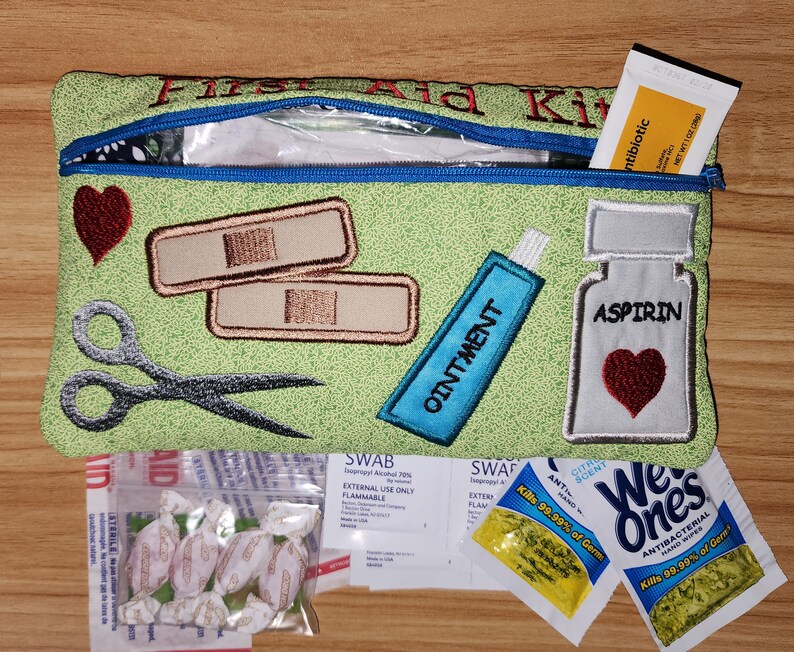 ITH First Aid Zipper Bag, In The Hoop Zipper Bag, Medical Zipper Bag, First Aid Embroidery, Medical Embroidery 6x10 Hoop DIGITAL FILE image 2