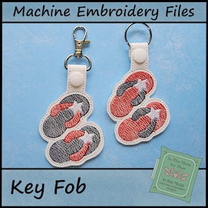 ITH Patriotic Flip Flops Key Fob, Summer Key Fob, Patriotic Bag Tag, Patriotic Snap Tab, Patriotic Machine Embroidery Design, DIGITAL FILE