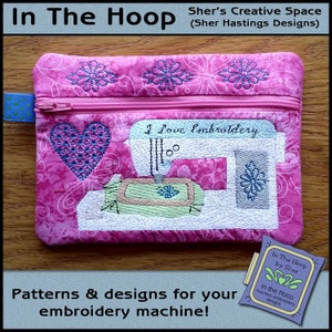 ITH Embroidery Machine Zipper Bag, In The Hoop Zipper Bag, Sewing Machine Zipper Bag, Sewing Machine Embroidery Design - 5x7 Hoop