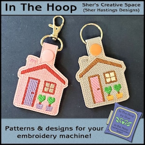 ITH House Key Fob, Home Key Fob,  House Bag Tag, House Snap Tab, House Machine Embroidery, House Embroidery, Vinyl Key Fob DIGITAL FILE