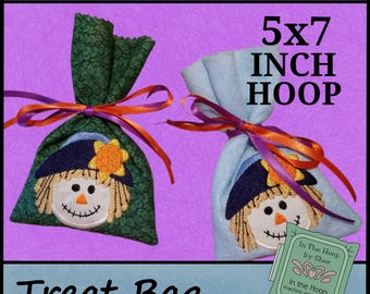ITH Scarecrow Treat Bag - Halloween Gift Bag - Halloween Treat Bag - Halloween Machine Embroidery Design - DIGITAL FILE
