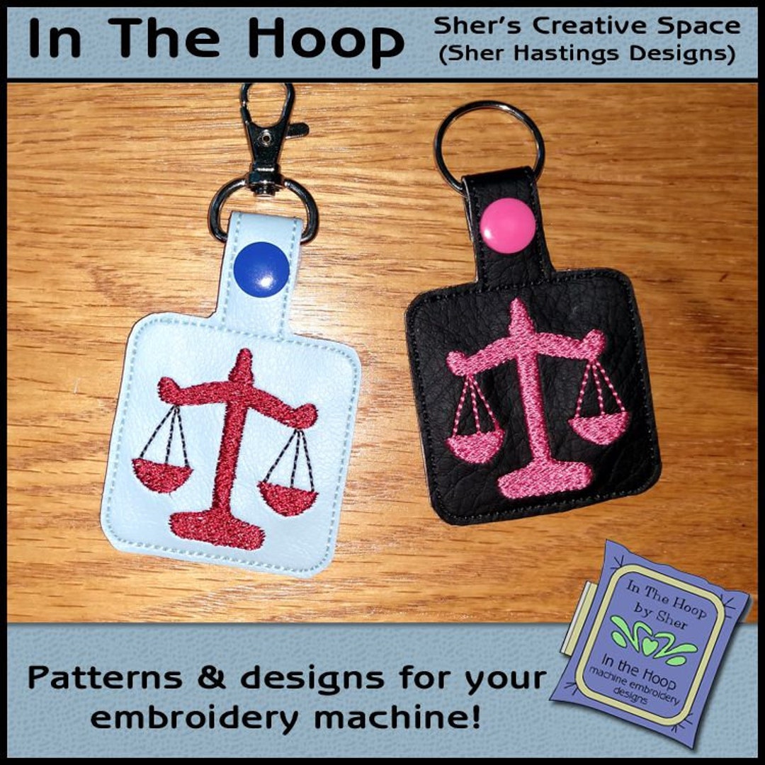 ITH Scales of Justice Key Fob, Law Key Fob, Lawyer Key Fob Vinyl Key