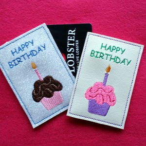 ITH Cupcake Gift Card Holder, Birthday Gift Card Holder, 4 X 4 Hoop, Birthday Machine Embroidery Design, Birthday Embroidery, DIGITAL FILE image 3