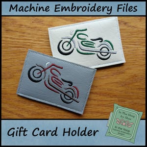 Porte-cartes cadeau moto ITH, porte-cartes cadeau d'anniversaire, cerceau 4 x 4, broderie Machine moto, broderie moto - fichier numérique
