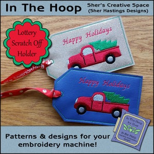 ITH Perfect Christmas Tree Lottery Scratch Off Holder - Christmas Ornament - 5 X 7 Hoop - Machine Embroidery Design - DIGITAL FILE