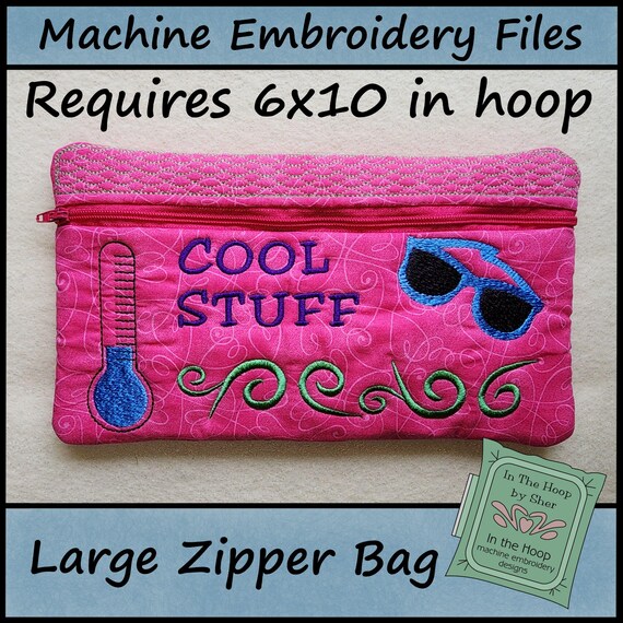 ITH Insulated Zipper Bag, In The Hoop Zipper Bag, Travel Embroidery, Blank Zipper Bag Embroidery 6x10 Hoop DIGITAL FILE