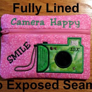 ITH Camera Buff Zipper Bag, In The Hoop Zipper Bag, Camera Zipper Bag, Camera Embroidery Design 5 x 7 Hoop DIGITAL FILE image 3