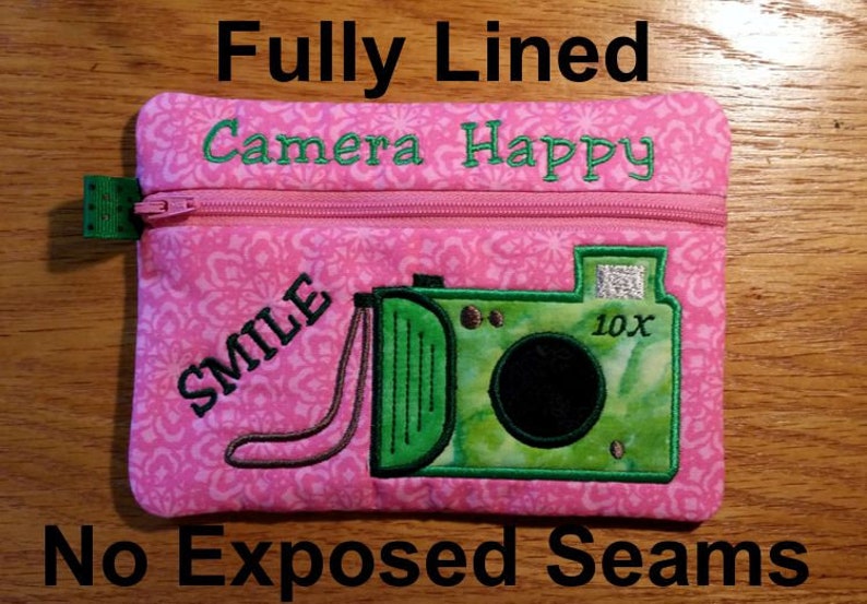 ITH Camera Buff Zipper Bag, In The Hoop Zipper Bag, Camera Zipper Bag, Camera Embroidery Design 5 x 7 Hoop DIGITAL FILE image 3